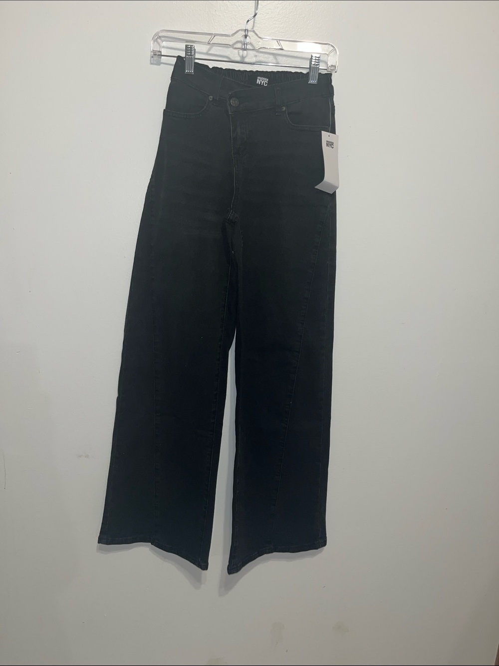 NYC Black High-Rise Wide Leg Jeans